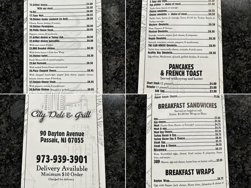 City Deli and Grill Menu