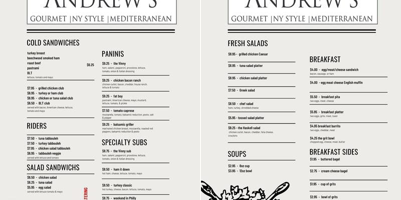 Andrew's Deli Menu