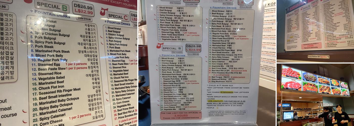 J BBQ Menu