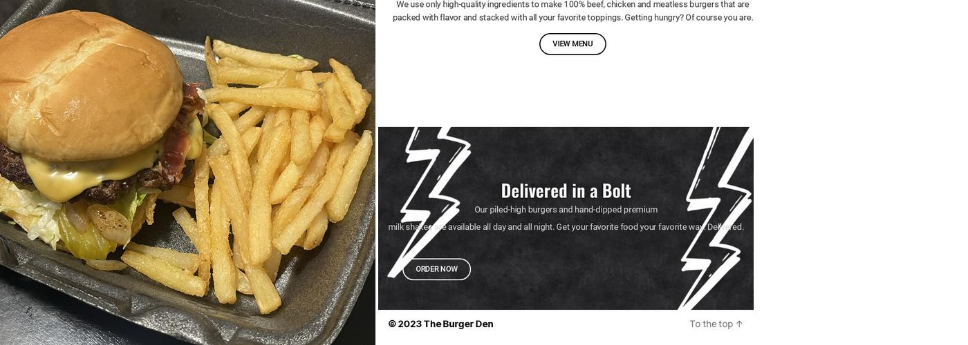 The Burger Den Menu