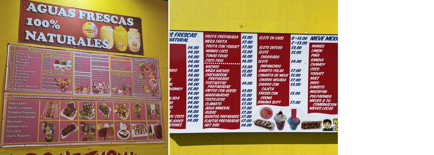 Weritos Snack Menu