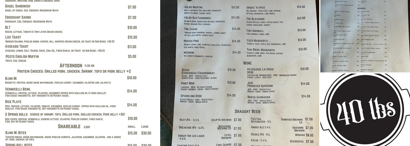 40 LBS Menu