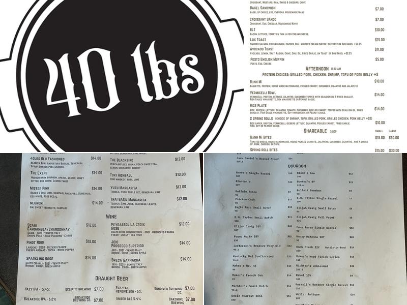 40 LBS Menu