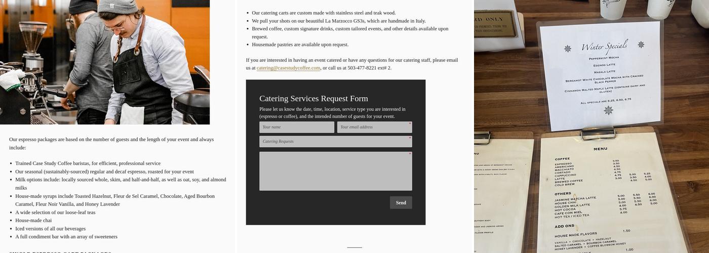 Case Study Coffee Roasters Menu