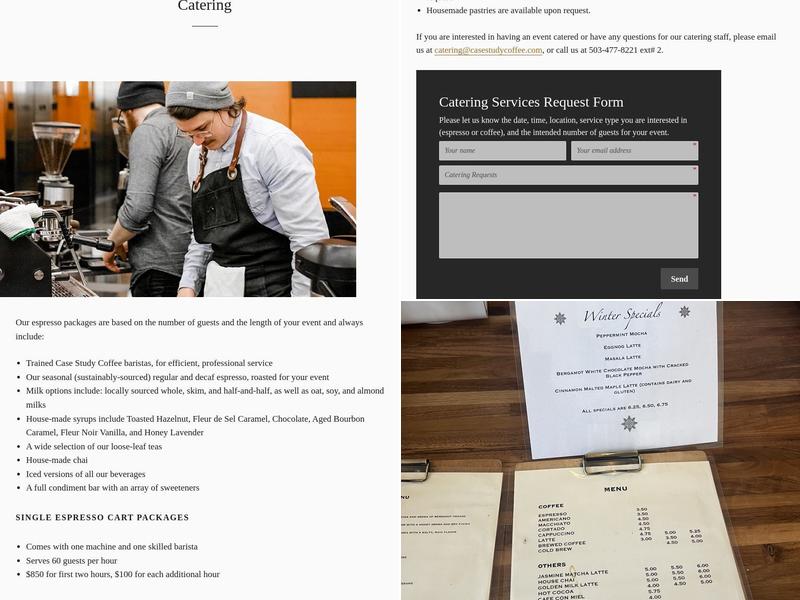 Case Study Coffee Roasters Menu
