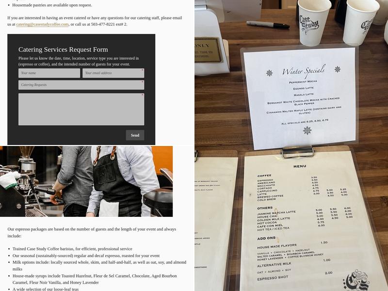 Case Study Coffee Roasters Menu