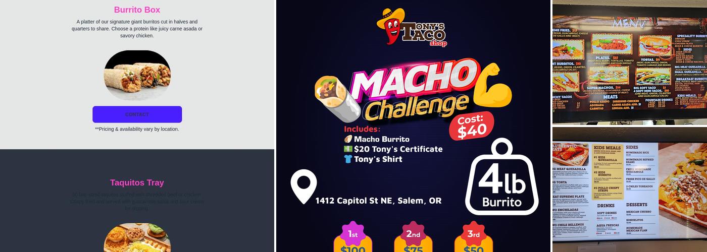 Tony’s Taco Shop Menu