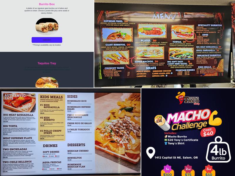 Tony’s Taco Shop Menu