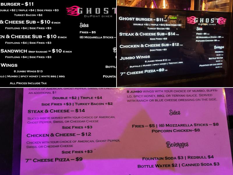 Ghost Dupont Diner Menu