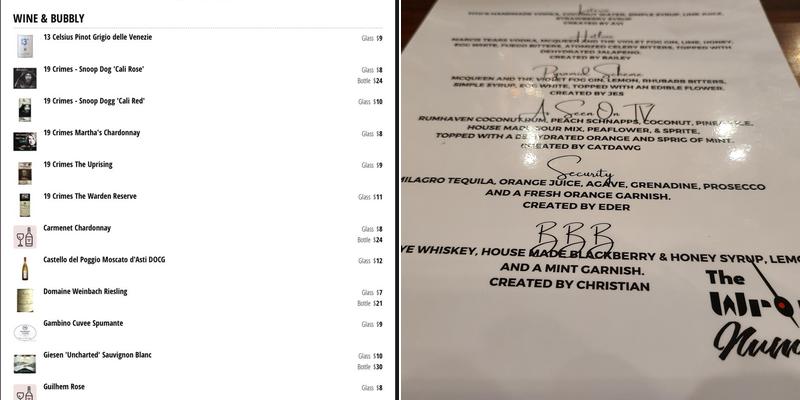 The Wrong Number Menu