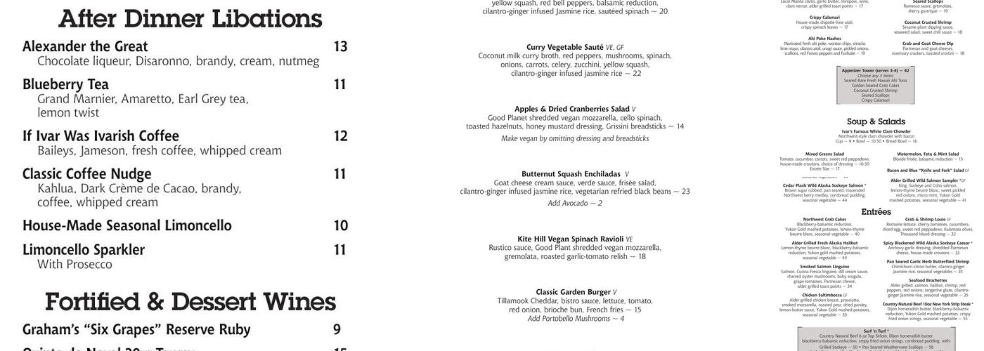Ivar's Salmon House Menu