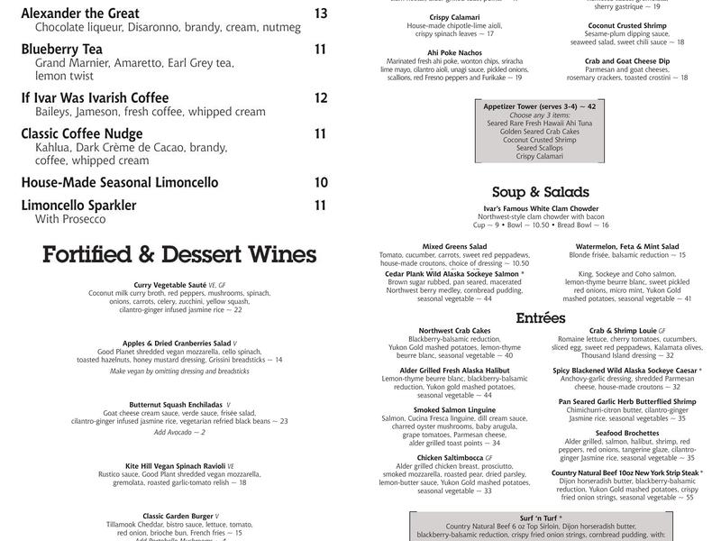 Ivar's Salmon House Menu