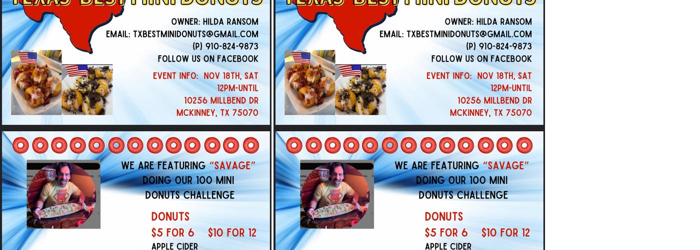Texas Best Mini Donuts Menu