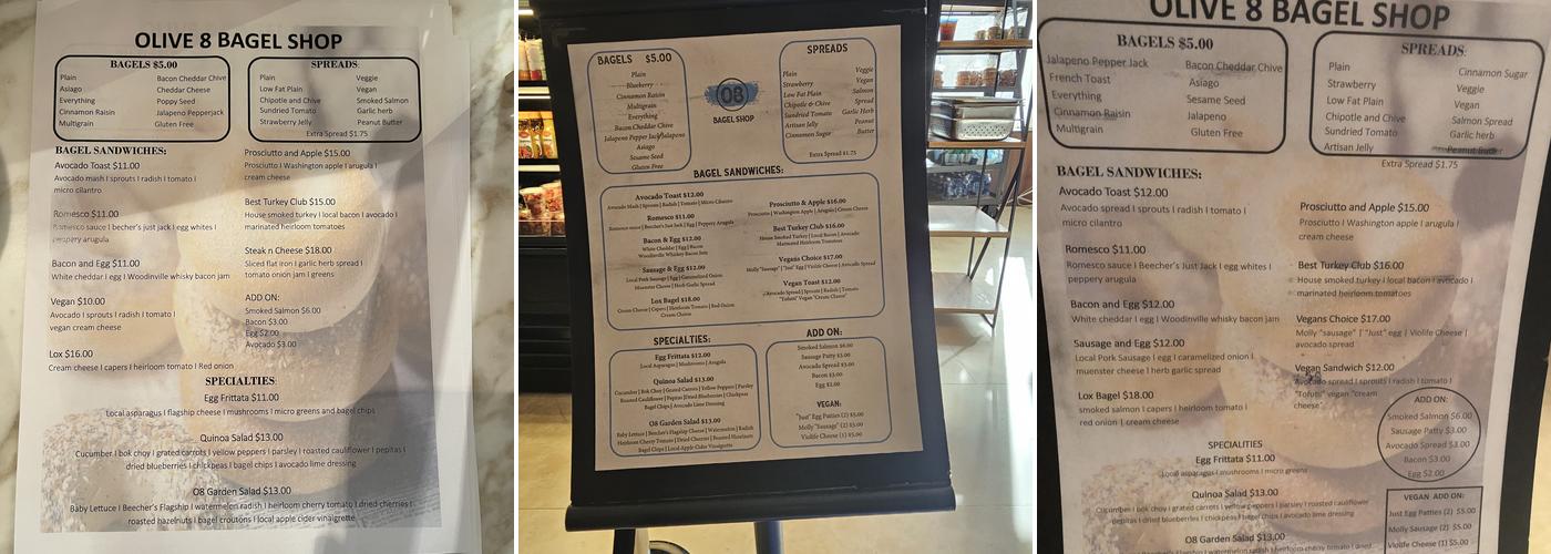 Olive 8 Bagel Shop Menu
