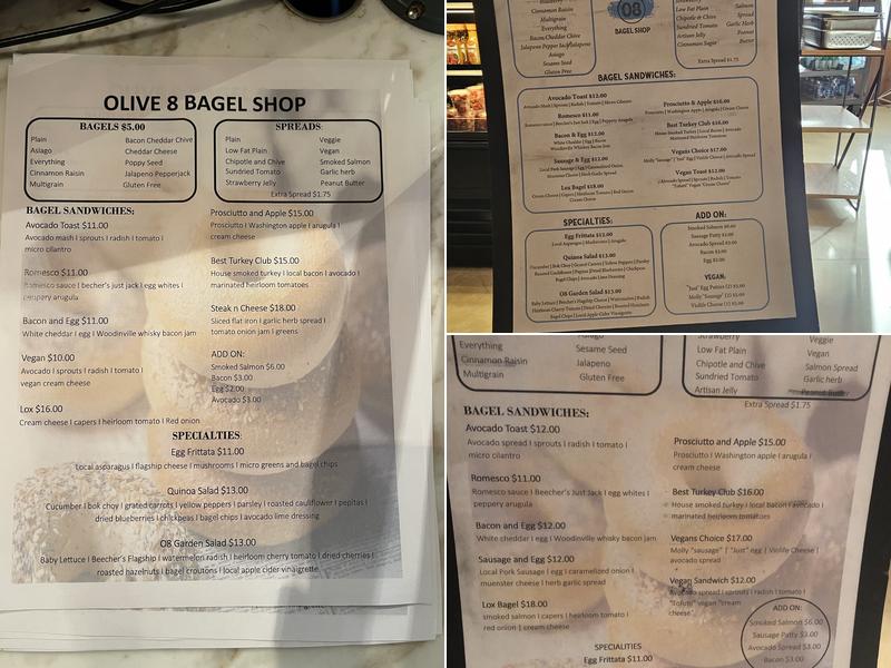 Olive 8 Bagel Shop Menu