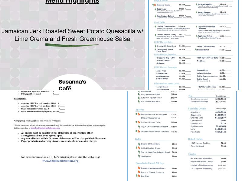 Susanna’s Café by HELP Harvest Menu