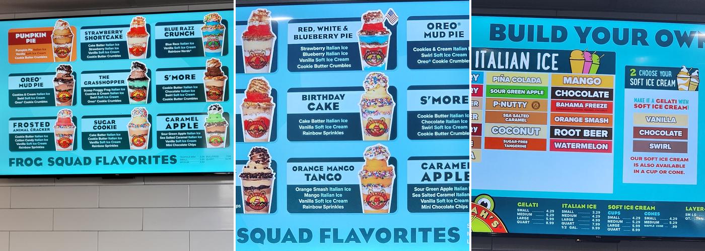 Jeremiah's Italian Ice Menu