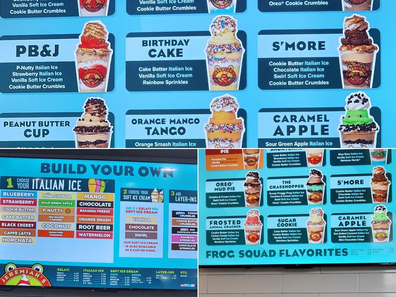 Jeremiah's Italian Ice Menu