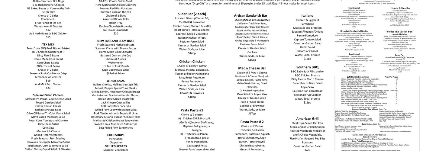 Felicias,Craft Catering Menu