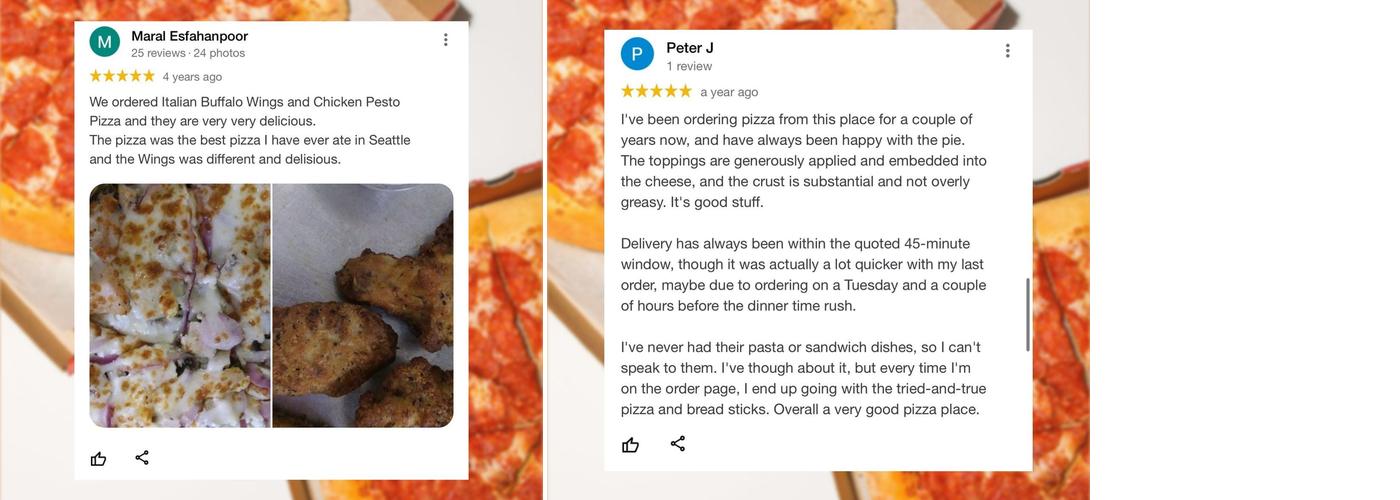 Seattle Pizza House Menu