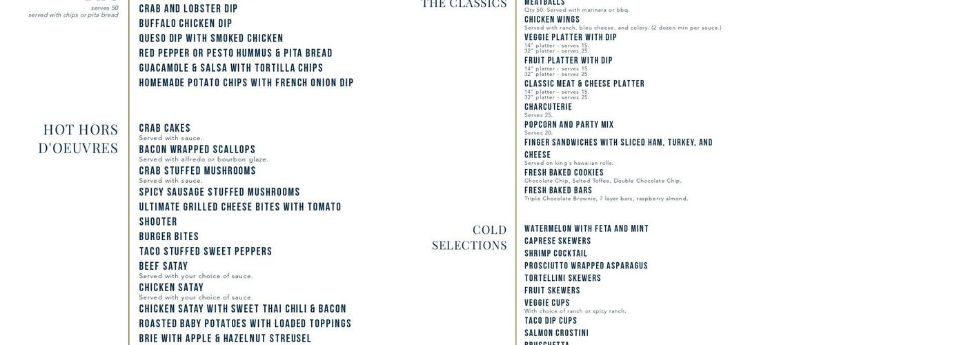 Absolute Custom Catering Menu