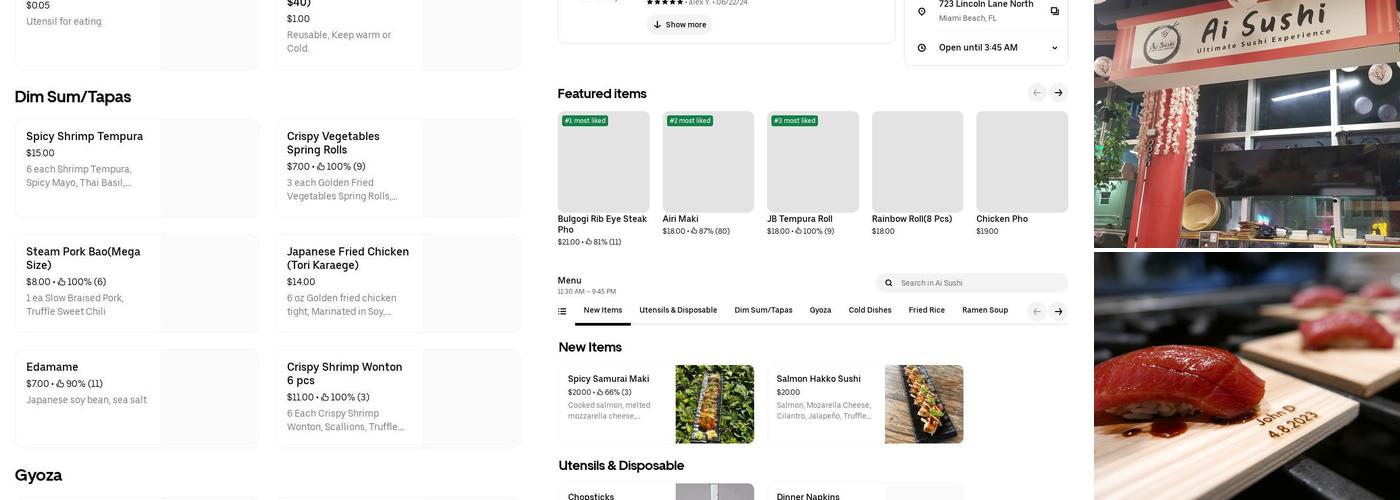 Ai Sushi Menu