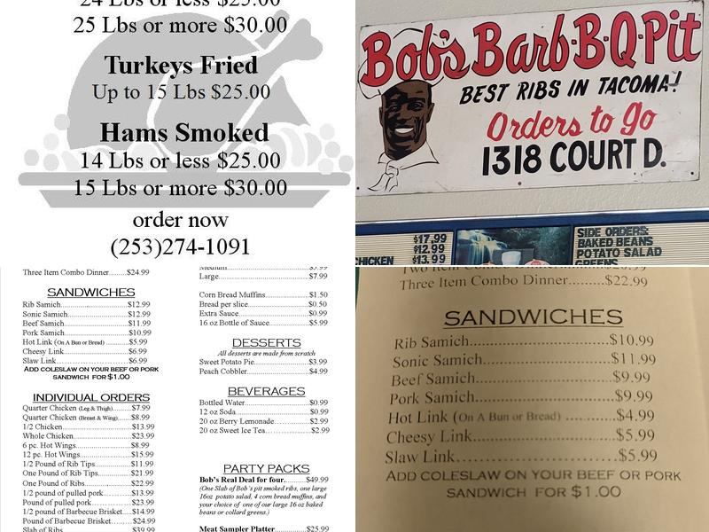 Bob's BBQ pit Menu