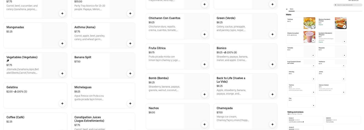 Jugos Naturales #2 Menu