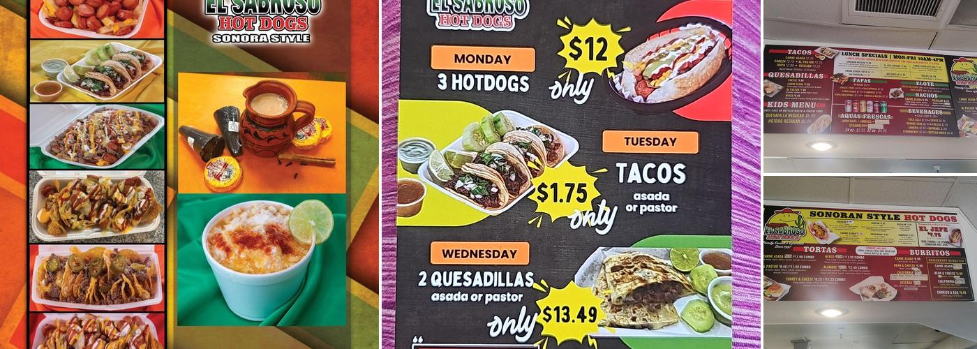 El Sabroso Hot Dogs #4 Menu