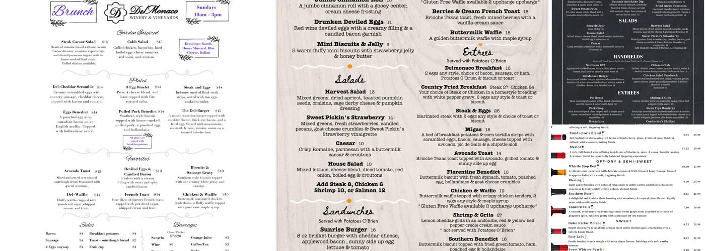 DelMonaco Watertown Menu