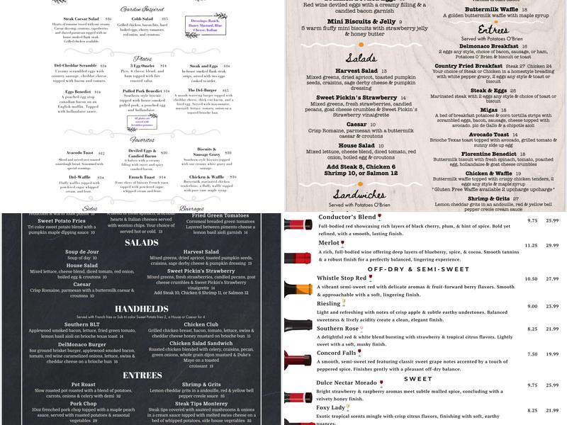 DelMonaco Watertown Menu