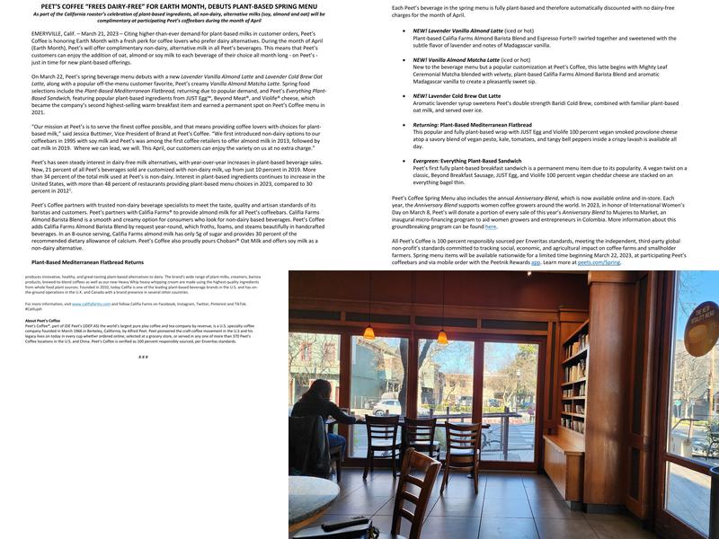 Peet’s Coffee Menu