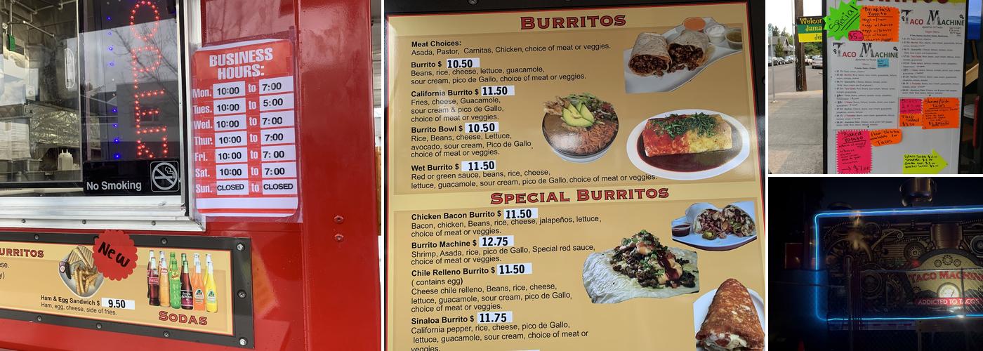 Taco Machine Menu