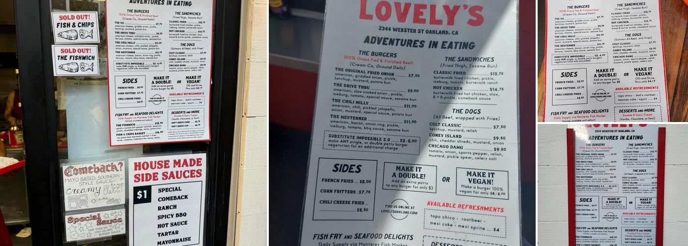 Lovely’s Menu