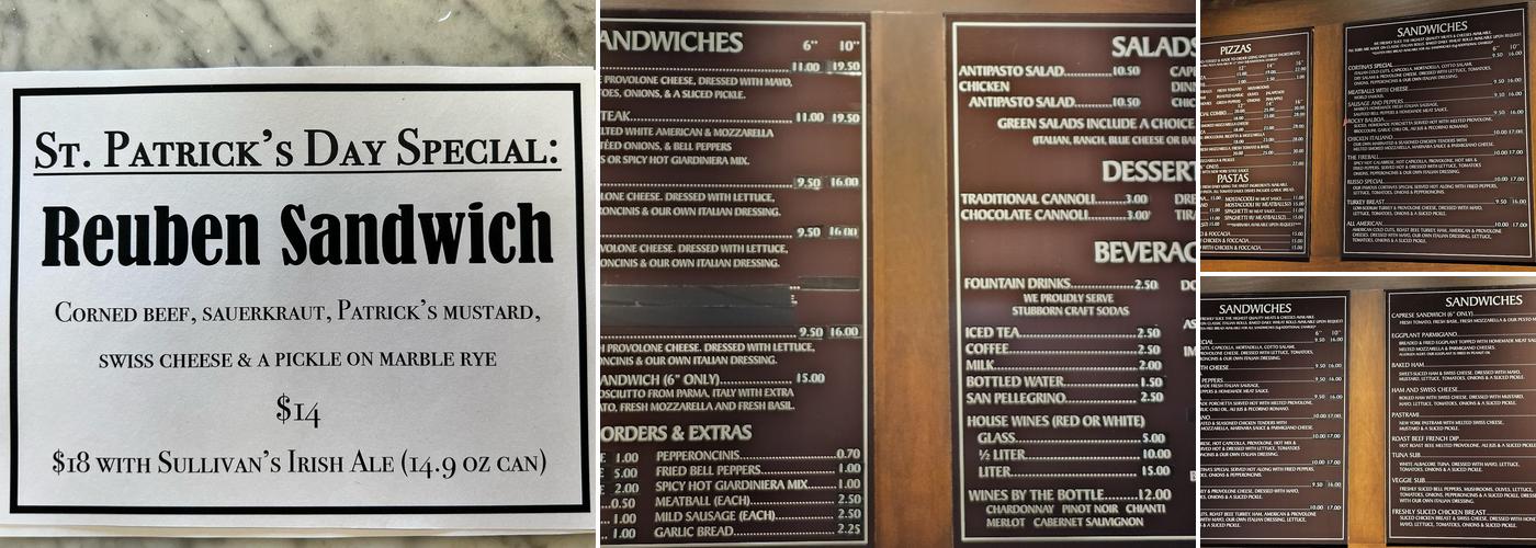 Cortina’s Pizzeria Menu