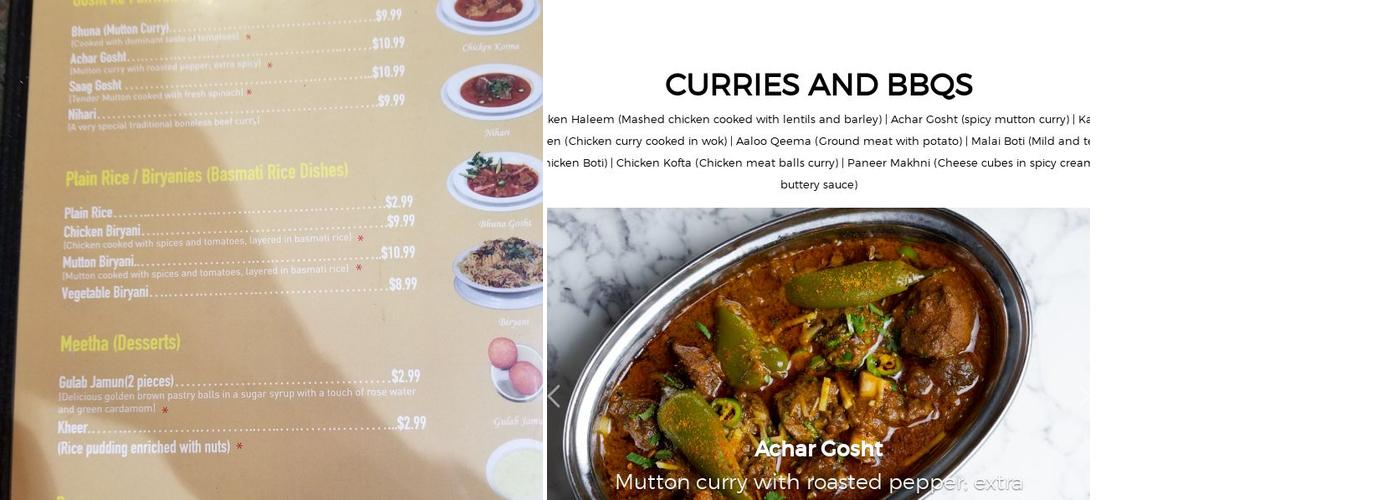 Pakwan Restaurant Menu