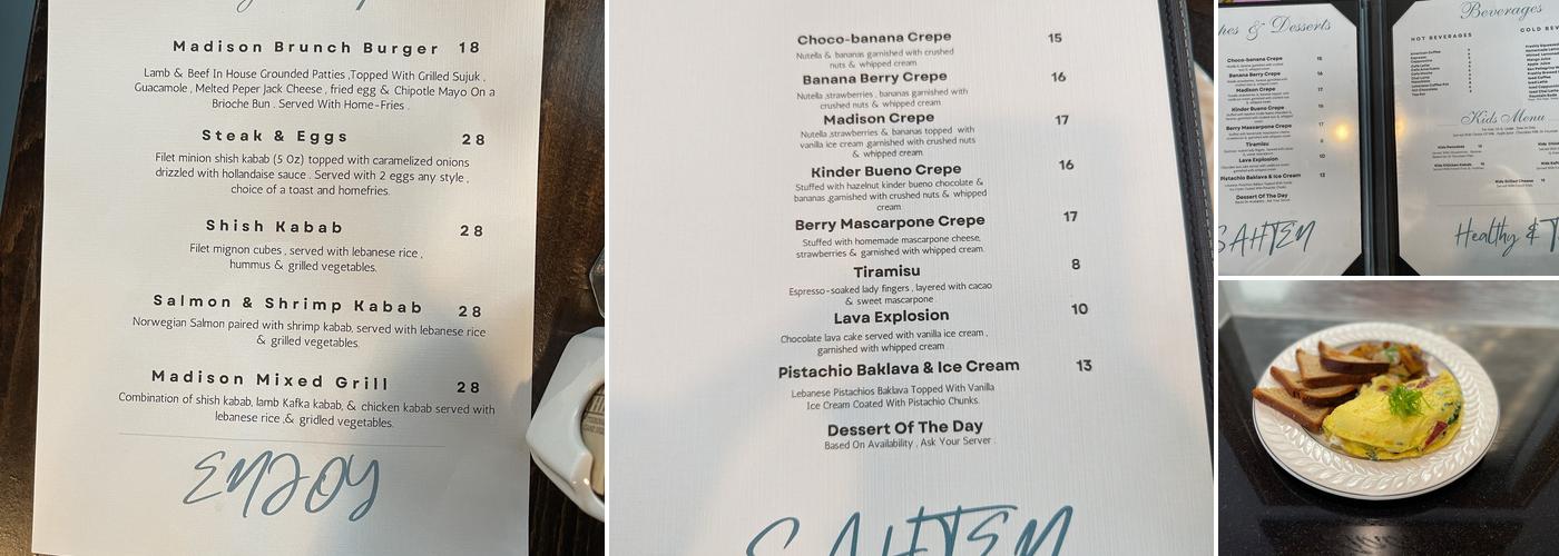 Madison cafe & grill Menu