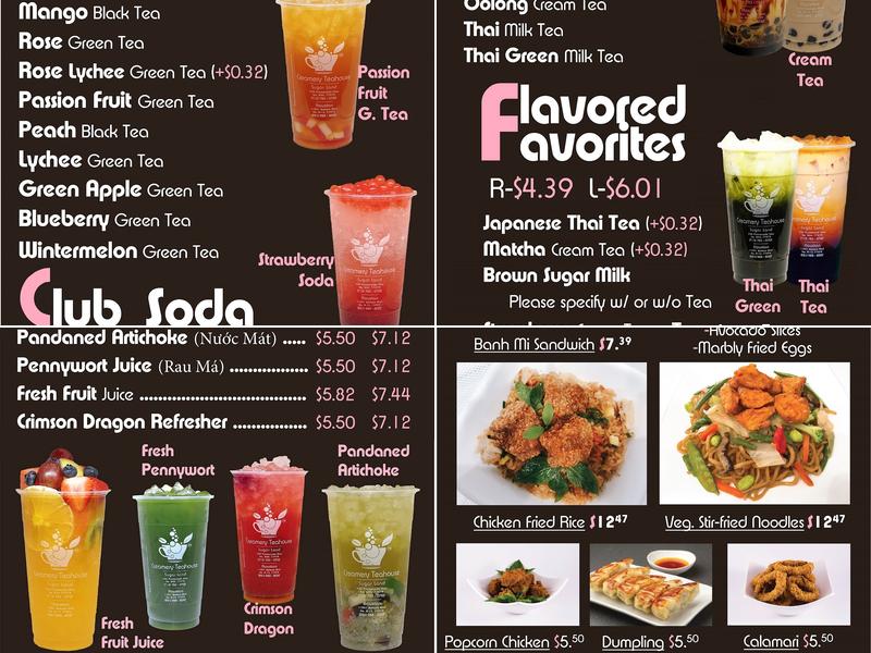 Creamery Teahouse Houston Menu