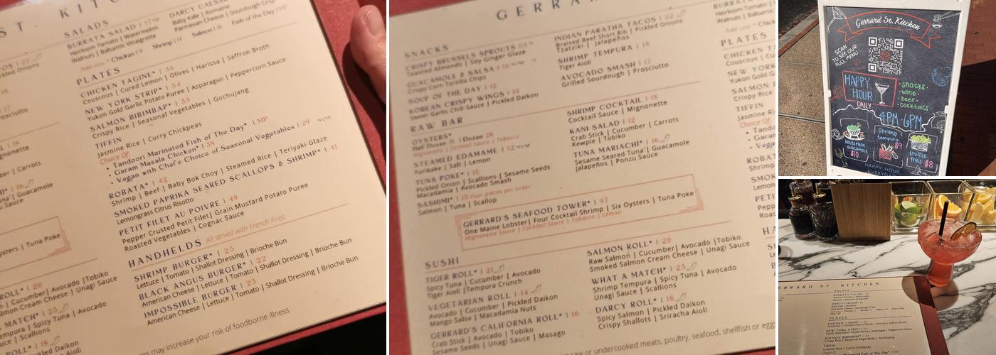 Gerrard Street Kitchen Menu