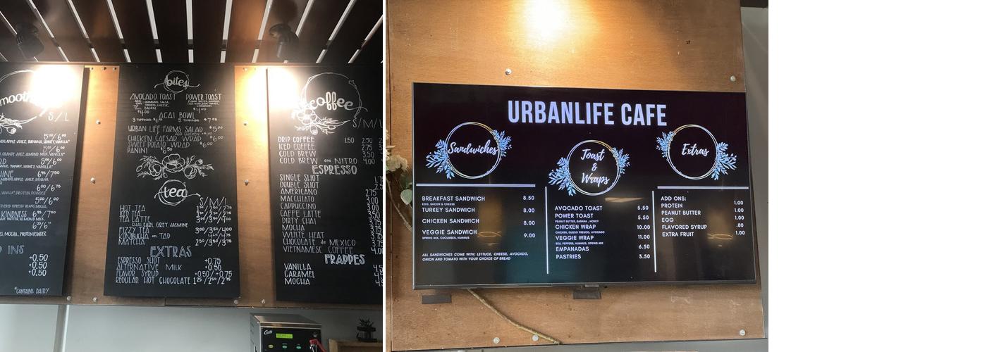 UrbanLife Cafe Menu