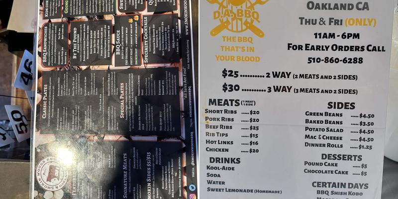D & A BBQ Menu