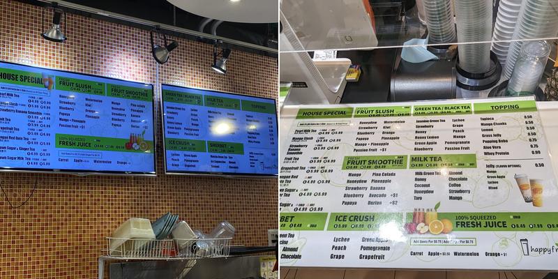 HAPPY FRUIT BUBBLE TEA Menu