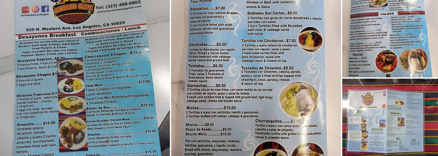 El Churrasco Chapin Menu