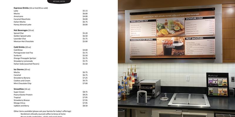 Nordstrom Ebar Artisan Coffee Menu