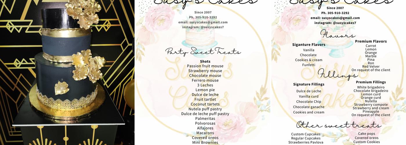 Susy’s Cakes Menu