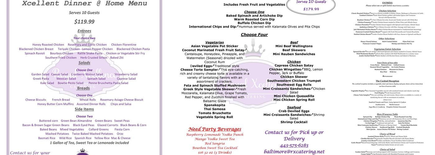 Royal Xcellence Catering Menu