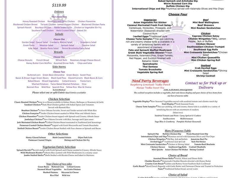 Royal Xcellence Catering Menu