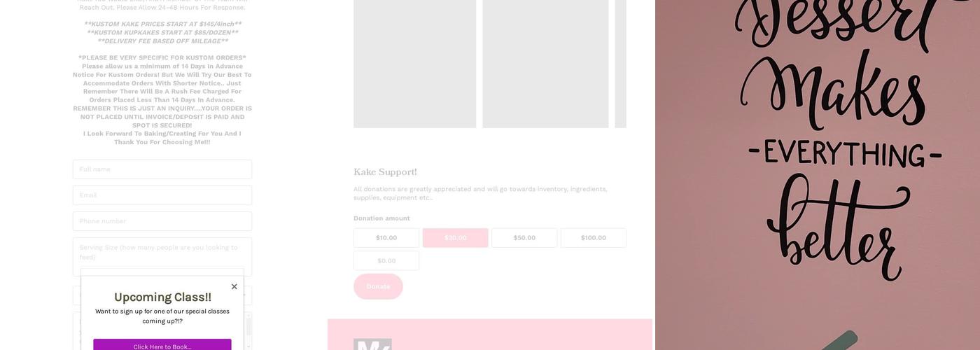 MikksKakes LLC Menu