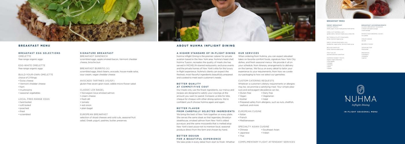 Nuhma Inflight Dining Menu