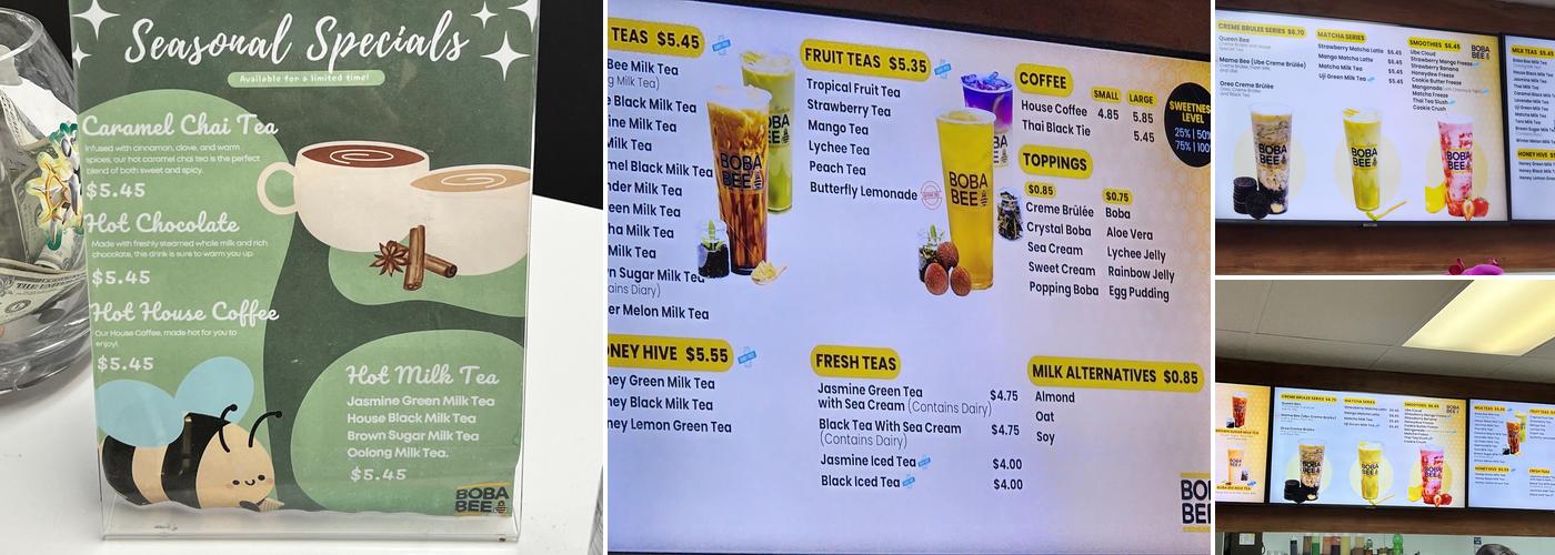 Boba Bee Menu